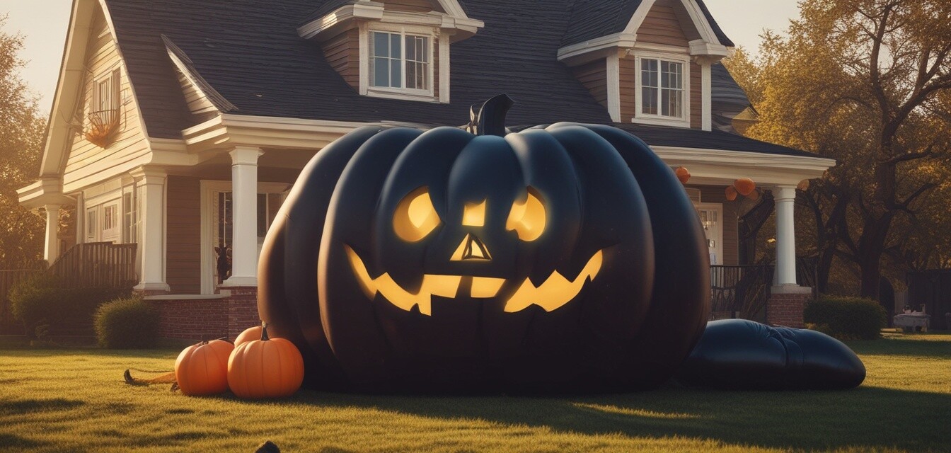 Halloween inflatables setup
